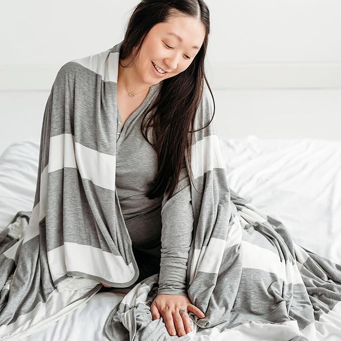 Little Sleepies Cloud Blanket, Soft Viscose from Bamboo Toddler & Baby Blanket for Boys & Girls, Lightweight, Perfect for Hot Sleepers, 65" x 85", Oversized (Heather Gray)