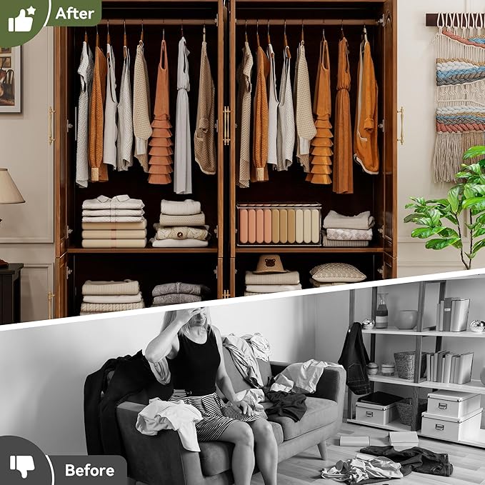 Solid Wood Wardrobe Closet:TemkTuek 70.87" Armoire,Clothing Storage Cabinet with 4 Doors,Shelves and Hanging Rails,Vintage Freestanding,Bedroom,Wood Grain Color(22-22)