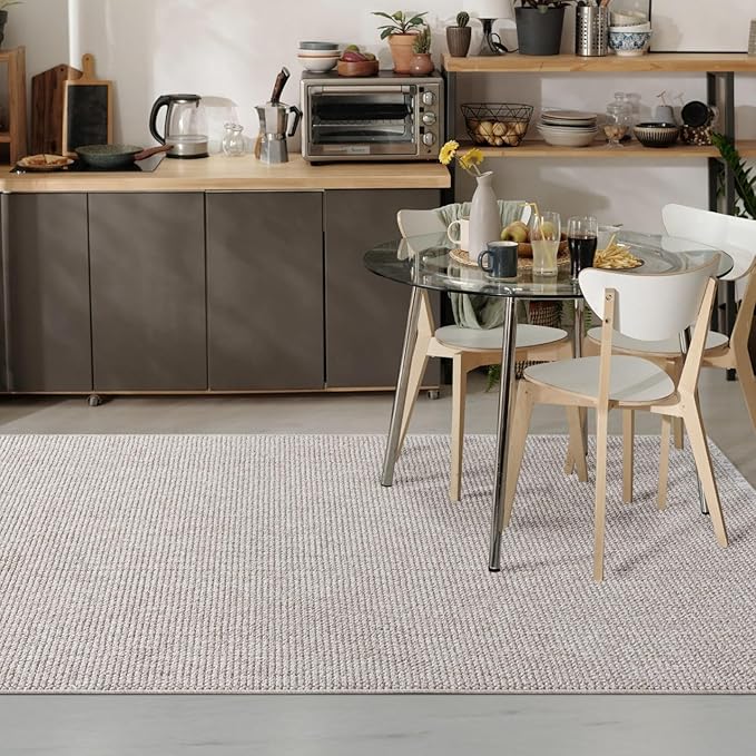 LUXE WEAVERS Solid Machine Woven Taupe 4x6 Area Rug, Indoor Stain-Resistant Carpet