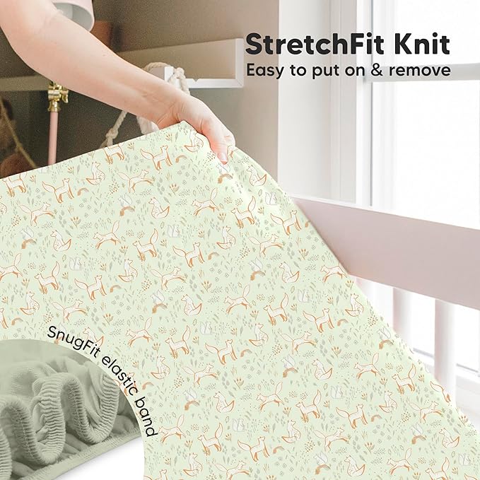 KeaBabies 2-Pack Baby Crib Sheets for Boys, Girls - 52x28 Viscose Derived from Bamboo Toddler Bed Sheets Neutral, Fitted Crib Mattress Cover for Standard Baby Bedding, Soft & Cozy (Foxtrot)