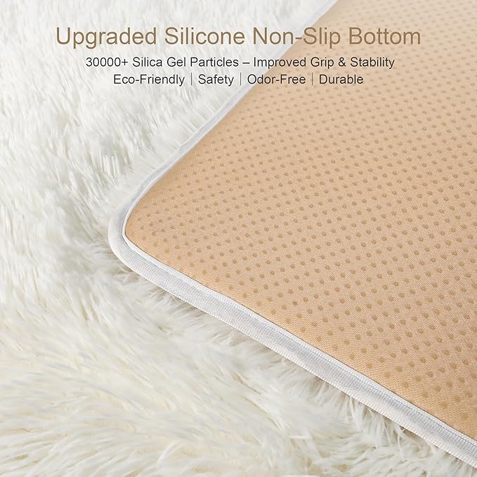 Thick Area Rug Cream White Fluffy Shag 3x5 for Girls Bedroom, Soft Plush Fuzzy Shagggy Carpet for Living Room, Thickened Washable Non-Slip Furry Rug for Kids Toddler Boys Dorm Nursery, Ivory