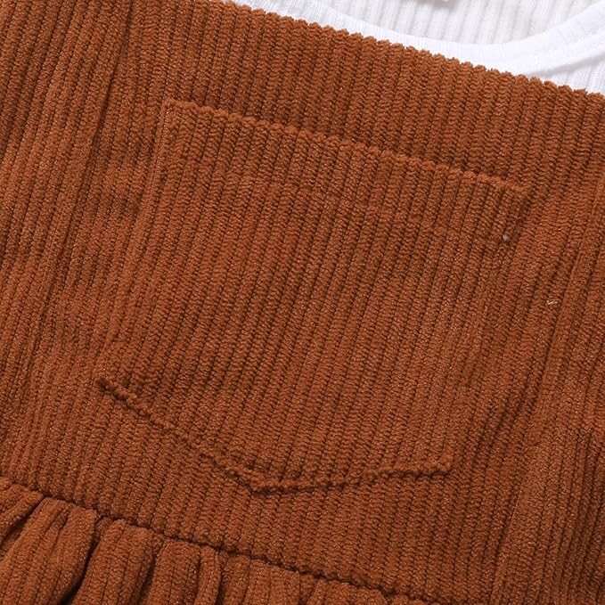 YOUNGER TREE Newborn Baby Girl Fall Winter Outfits Long Sleeve Romper Corduroy Overall Dress Infant Skirt Clothes Sets