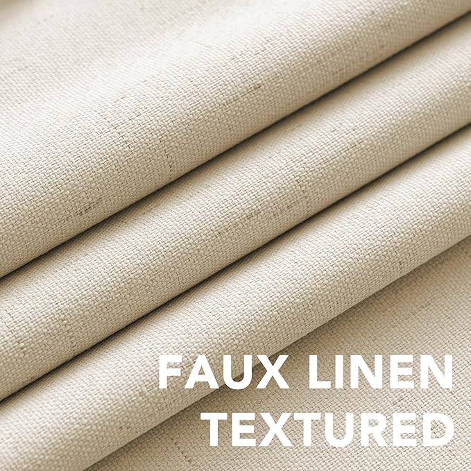 H.VERSAILTEX 100% Blackout Curtains for Bedroom Thermal Insulated Linen Textured Curtains Heat and Full Light Blocking Drapes Living Room Curtains 2 Panel Sets, Bleached Sand, 42x84 Inch