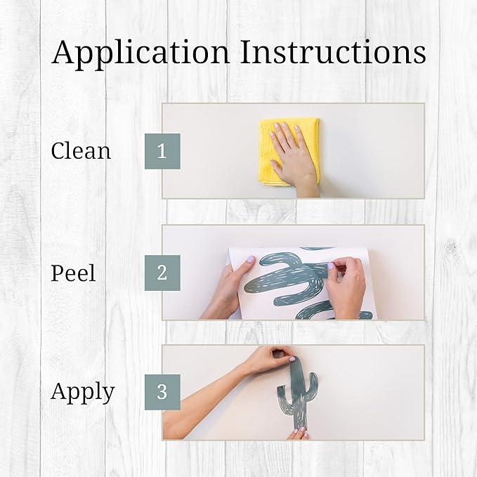 Cactus Wall Decals - Set of 12 8" Vinyl Wall Stickers for Nursery Bedroom Kitchen Classroom Decor Removable Peel and Stick Indoor Western Decor