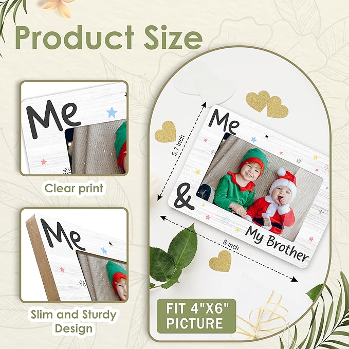 Personalised Baby Photo Frame Keepsake Me and My Brother Christmas Photo Picture Frame, Sibling Keepsake, Ideas Big Brother Gift, Shower Gift and Gender Neutral Nursery Decor - A12