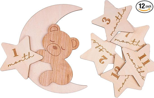 Daisy 3D Baby Monthly Milestone, Wooden Baby Milestone Signs, Monthly Milestone Wood Discs, Baby Milestone Discs (A23)