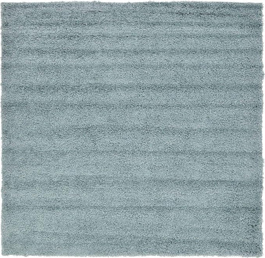 Unique Loom Solid Shag Collection Area Rug (8' Square, Light Slate Blue)