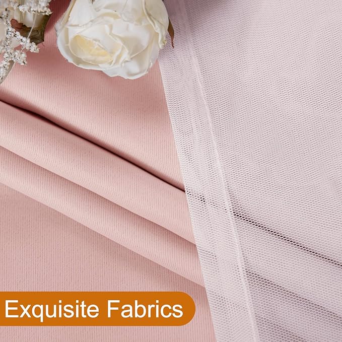 DWCN Blush Layered Curtains for Living Room Blackout and Sheer Curtains with Tiebacks Grommet Top Window Treatments with Sheer Overlay for Nursery, Girls Bedroom, 52 W by 63 L, 2 Pieces