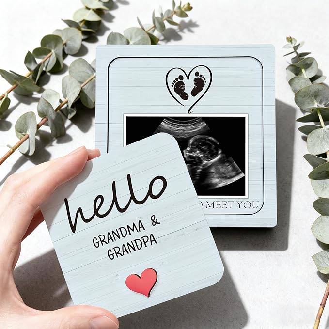 Pregnancy Announcement For Grandma Grandparents, Ultrasound Picture Frames Surprise Box, Baby Announcement Gifts, Baby Coming Soon Announcement for Pregnancy Reveal Gifts to Grandparents