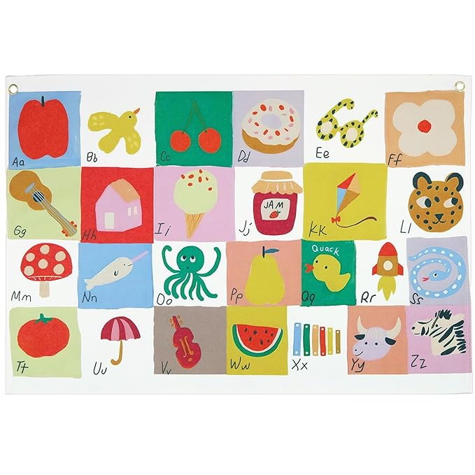 Alphabet Numbers Rectangular Banner Print Flag Sign Wall Art Decor Gift for Baby Boy Girl Kids,Nursery Bedroom Playroom Reading Room Front Door-ABC-Baby Present Shower,Birthday Christmas Gift