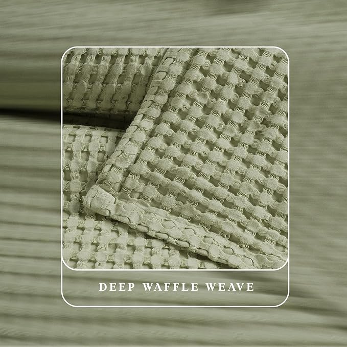 Threadmill Cooling Blanket Twin Size Waffle Weave| Breathable, Lightweight & Ultra-Soft | Made from Rayon Derived from Bamboo | Waffle Throw for Couch and Sofa | 68 x 92 Inches | Sage Green