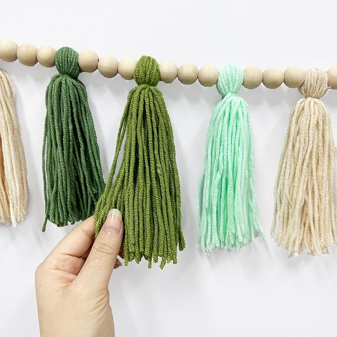 Baby Shower Burlap Pennant Banner Flag Felt Welcome Baby Sign Ombre Sage Green Heart and Olive Green Tassel Garland with Beads for Neutral Baby Shower Hello Baby Welcome Baby Party Decoration Supplies