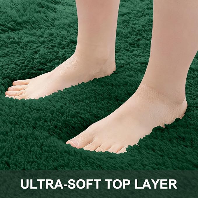 OLANLY 5x8 Machine Washable Large Area Rugs for Living Room, Bedroom, Soft Fluffy Shaggy Bedside Rug, Indoor Floor Carpet for Kids Girls and Boys, Dorms, Nursery, Home Decor Aesthetic, Dark Green