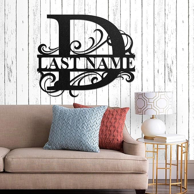 LULLBABYMALL Custom Metal Signs - Last Name Sign, Split Letter Monogram, Letter D, Family Name Wall Art, Outdoor Metal Signs, Personalized Wedding Gift