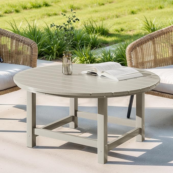 Costaelm Paradise Kids 5-Piece HDPE Outdoor Patio Round Dining Table and Chairs Set, Sand