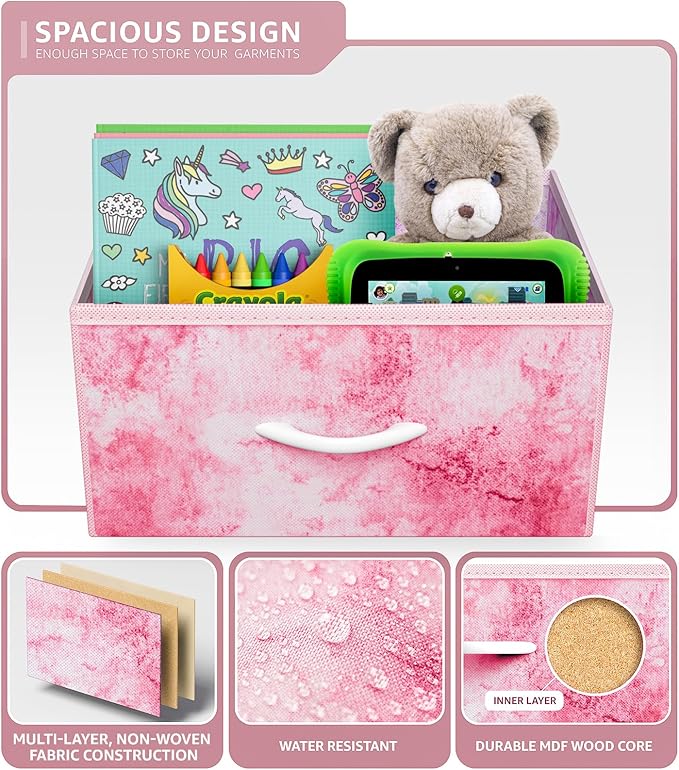 Sorbus Dresser with 8 Drawers - Furniture Storage Chest Tower Unit for Bedroom, Hallway, Closet, Office Organization - Steel Frame, Wood Top, Easy Pull Fabric Bins (8-Drawer, Pink)