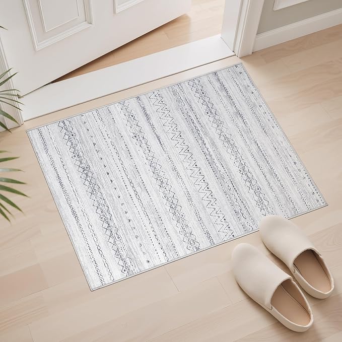 Area Rugs for Living Room Washable Living Room Rug Soft Neutral Indoor Floor Carpet Non-Slip Stain Resistant Modern Boho Rugs for Bedroom Dining Room Kids Room Nursery Office Home Grey