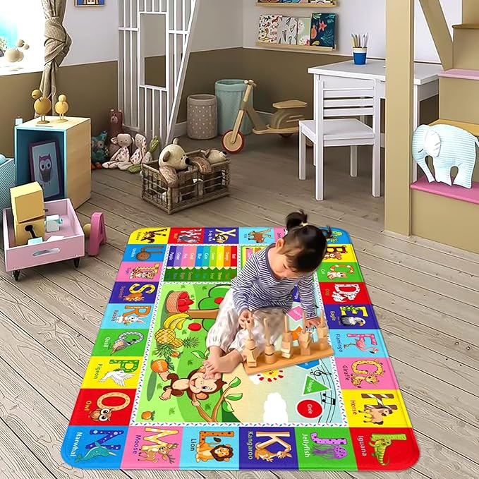 ABC Carpet, Kids Carpet 3x5 FT, Fun Area Rug for Kids Bedroom, ABC Alphabet Classroom Floor Mat, Kids Educational Rug for Room, Living Room, Nursery Room, Toddler Classroom Decor