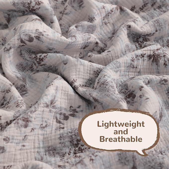 NTBAY 2 Layer Muslin Cotton Baby Swaddle Blanket, 42x60 Soft and Breathable Receiving for Newborns and Infants, Perfect for Crib, Stroller, Travel, Lightweight Nursery Blanket, Vintage Bloom