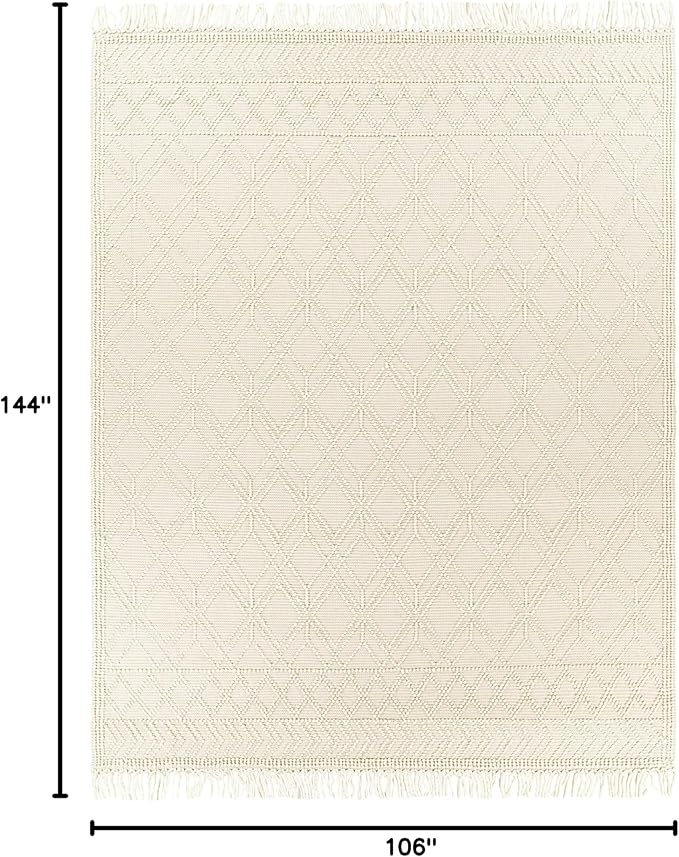 Mark&Day Wool Rugs, 9x12 Staveley Cottage Beige Area Rug, Cream White Carpet for Living Room, Bedroom or Kitchen (8'10" x 12')
