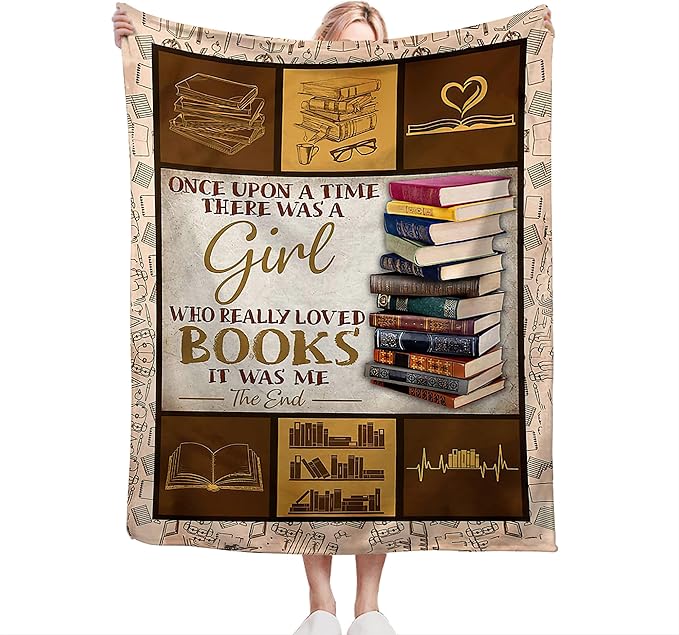 jerkboo Books Reading Blanket Throws Reading Gifts Reading Throw Blanket for Girls Kids Adults Soft Warm Cozy Fleece Blanket for Couch Sofa Bed 80""x60""