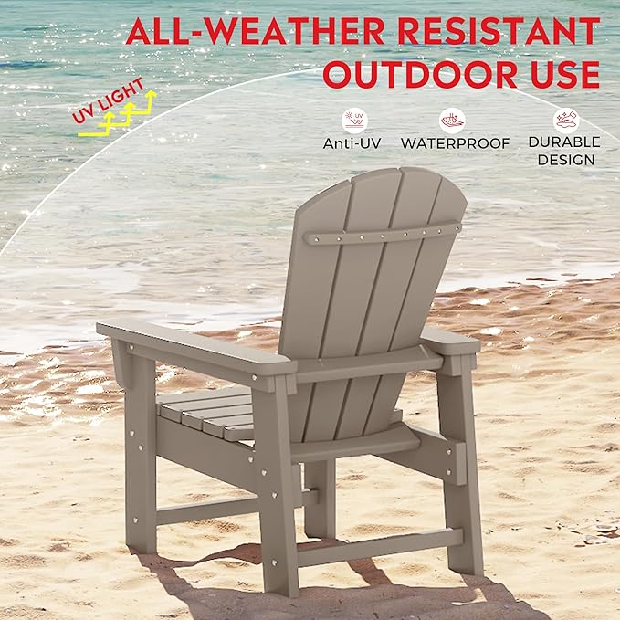 Costaelm Paradise Kids 5-Piece HDPE Outdoor Patio Round Dining Table and Chairs Set, Weathered Wood