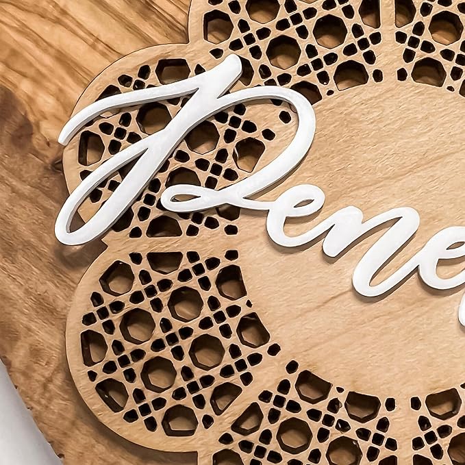 Chillever - Personalized Name Sign for Nursery, Custom Wooden Boho Floral Name Signs, Exquisite Nursery Decor and Wall Art for Girl or Boy Room, Baby Room Decoratións, Custom Boho Flower Wall Decor