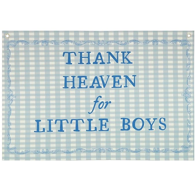 Christian Bible Verse Scripture Rectangular Banner Flag Wall Sign Decor Gift for Baby Boy-Nursery Baby Room Bedroom Decor-Baby,Shower Birthday Christmas Gift-Thank Heaven for Little Boys