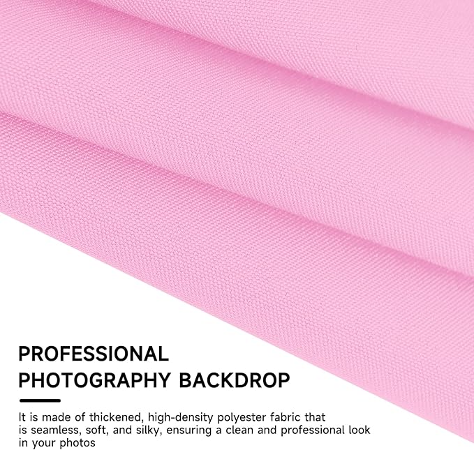 YSKE-Y2 Heavy Duty Photo Backdrop, 10x8ft Pink Seamless Fabric Background Photography Backdrop Curtain Screen for Photoshoot Video Studio Party