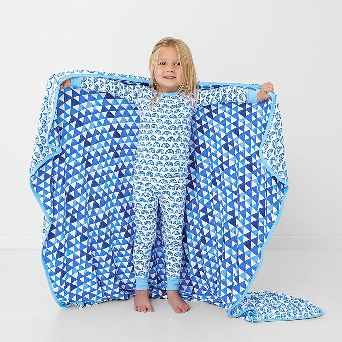 Little Sleepies Cloud Blanket, Soft Viscose from Bamboo Toddler & Baby Blanket for Boys & Girls, Lightweight, Perfect for Hot Sleepers, 50" x 50", Large (Blue Rainbows)