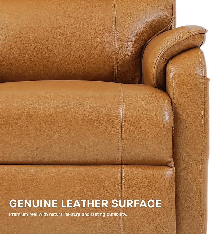 DYNOX 400 LBS Big & Tall Power Lift Recliner Chair for Elderly, Oversized Wide Dual Motor Lay Flat Infinite Positions Recliner with Heat, Massage & USB Charging Port (9298W,Genuine Leather,Camel)