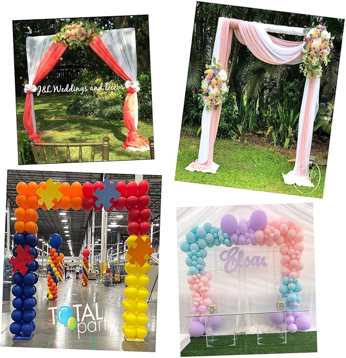 LANGXUN Heavy Duty Metal Square Backdrop Stand Arch for Wedding Birthday Graduation Decorations, Ceremony Reception, Event Party Supplies, Baby Shower Photo Booth Background Supplies (White)