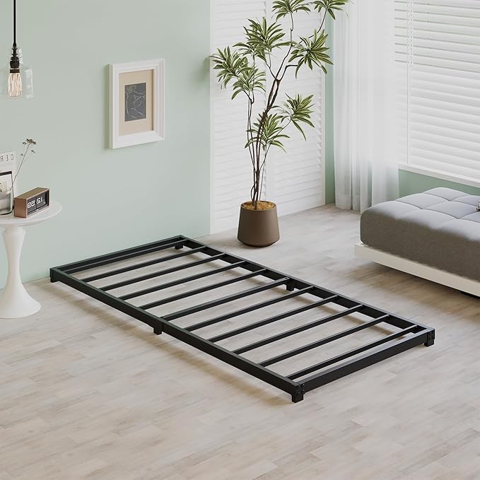 3 Inch Low Twin Bed Frames Heavy Duty Metal Platform, No Box Spring Needed, Easy Assembly Mattress Foundation, No Noise, Black