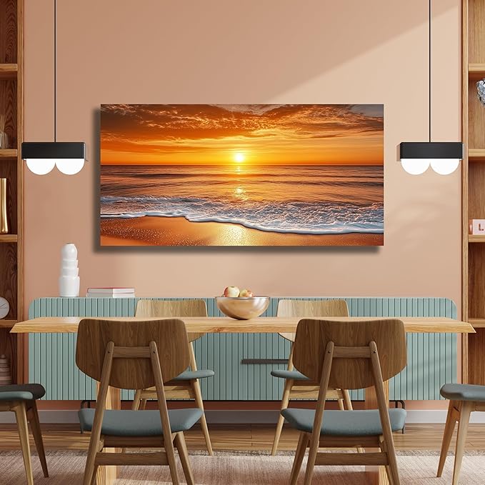 Yuaxker Beach Wall Art Modern Minimalist Wall Prints Aesthetic Artwork for Living Room Bedroom Dining Room Office Home Decor 24x48inch