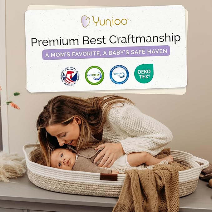 Baby Changing Basket, Portable Diaper Changing Pad, Moses Basket for Newborns, Changing Table Topper for Baby Nursery, Waterproof Travel Pad Cover