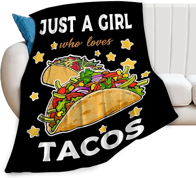 Taco Blanket for Girls Just Girl Who Loves Tacos Throw Blanket Soft Cozy Warm Fuzzy Fleece Tacos Food Bedroom Decor Blanket Gifts for Kids Women Men Adults Couch Sofa Bedding 80"X60"