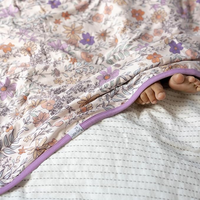 Copper Pearl Large Premium Knit Baby 3 Layer Stretchy Quilt Blanket Flora