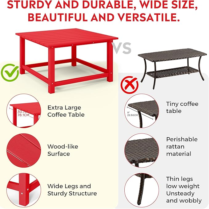Costaelm Outdoor Kids Table, Toddler Dinner Table Baby Desk Outdoor Childrens Party Tables for Arts & Crafts, Snack Time, Multi-Activity Desk for Ages 2-8 in Classroom/Outside, Red