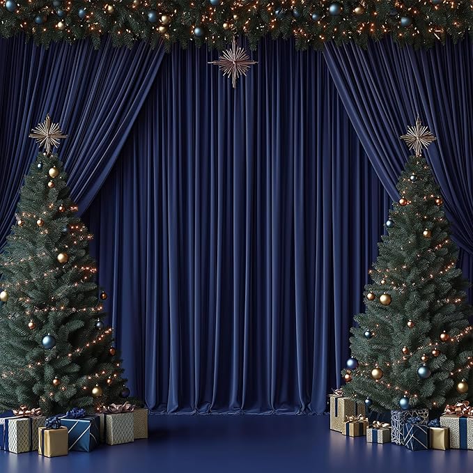 30x10FT Navy Blue Backdrop Curtains for Wedding Parties, Wrinkle Free Photo Backdrop Curtains for Wedding Birthday Party Baby Shower, Fabric Drape with Rod Pockets 5ft x 10ft, 6 Panels
