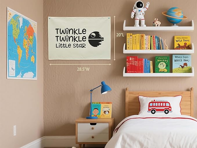 Twinkle Twinkle Little Star Nursery Banner Wall Decor-Above Crib Baby Room Bedroom Kindergarten Wall Decoration-Baby,Shower Gift for Baby Boy Girl Kids Teen-Rectangular Canvas Flag Banner