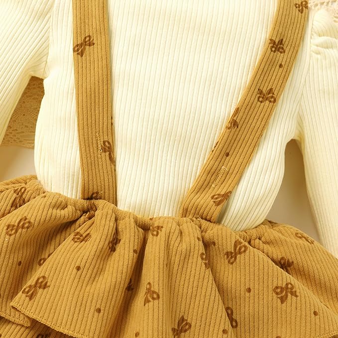 YOUNGER TREE Newborn Baby Girl Fall Winter Outfits Long Sleeve Romper Corduroy Overall Dress Infant Skirt Clothes Sets