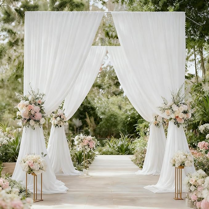 White Curtains Backdrop for Parties, Wrinkle Free White Photo Backdrop Curtains Drapes for Party Birthday Wedding Decoration Photography,5ft x 7ft, 2 Panels