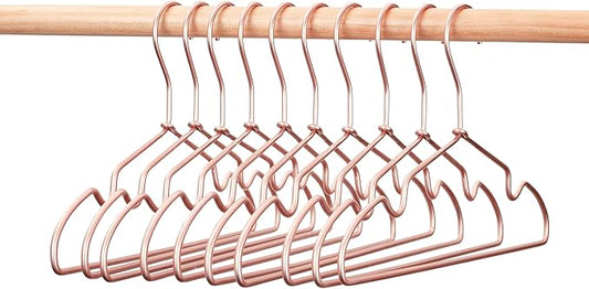New Born Clothes Hangers Non Slip 12.5“ Rose Gold Copper Wire Children Coat Suit Metal Hanger, 60 Pack Baby Closet Dividers for Nursery Pants Display Organizer for Infant Clothing