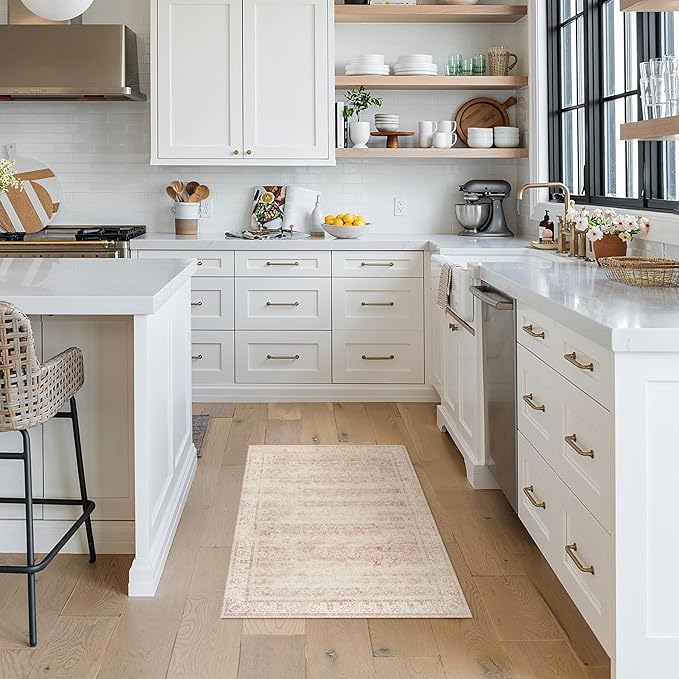 Small Throw Rug for Bedreoom 2x3 Washable Boho Aesthetic Pink Floral Non Slip Cute Area Rug for Side of Bed Teen Girls Room Kitchen Bathroom