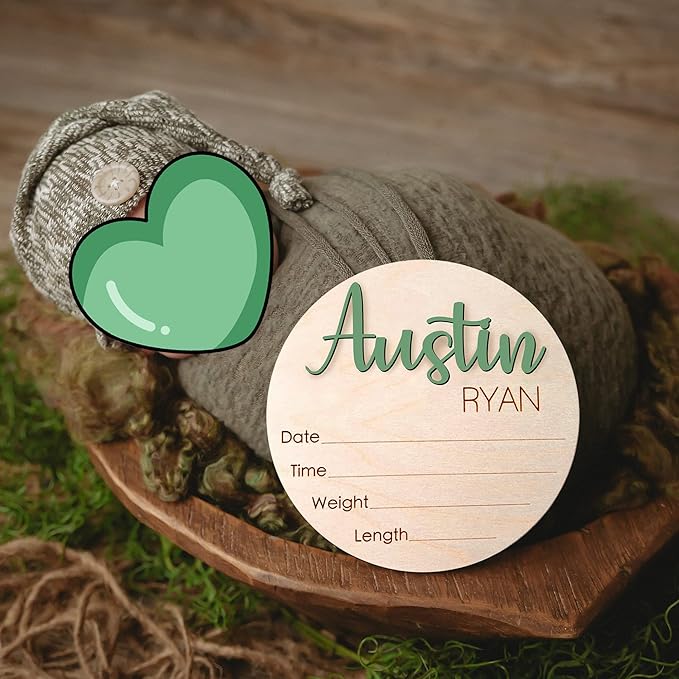 NAZENTI Personalized Baby Name Announcement Wooden Signs, Custom Birth Announcement Sign For Hospital, Welcome Sign For Room Decor, Gifts For Baby Girl Or Boy Shower, Baby's Arrival Gifts