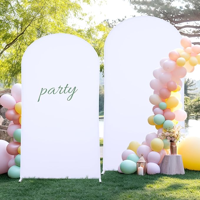 6.6FT White Arch Backdrop Cover, Spandex Fitted Wedding Arch Stand Covers Round Top Chiara Backdrop Cover for Birthday Party Ceremony Banquet Decoration