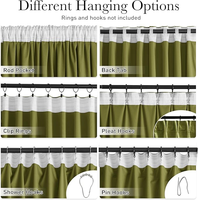 StangH Shinny Olive Green Velvet Curtain 96 inches Long - Thick Soft Drapes Thermal Insulated Luxury Curtains for Living Room/Home Office Theater, W52 x L96, 2 Panels