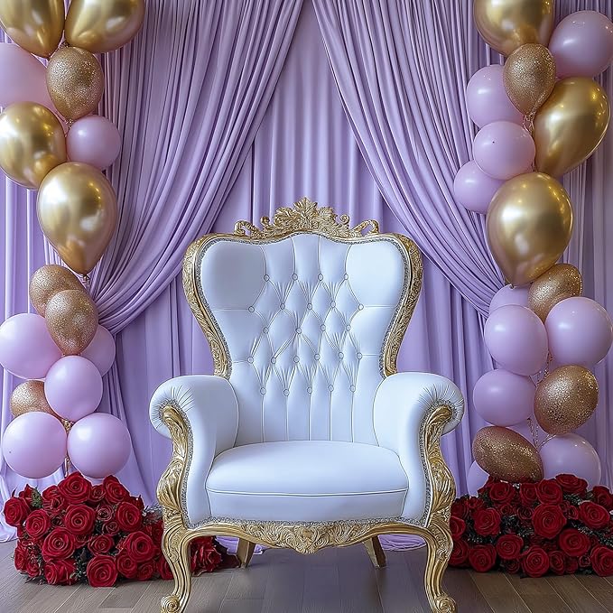 Lavender Backdrop Curtains for Wedding Parties, 10x7FT Wrinkle Free Photo Backdrop Curtains for Wedding Birthday Party Baby Shower, Fabric Drape with Rod Pockets 5ft x 7ft, 2 Panels