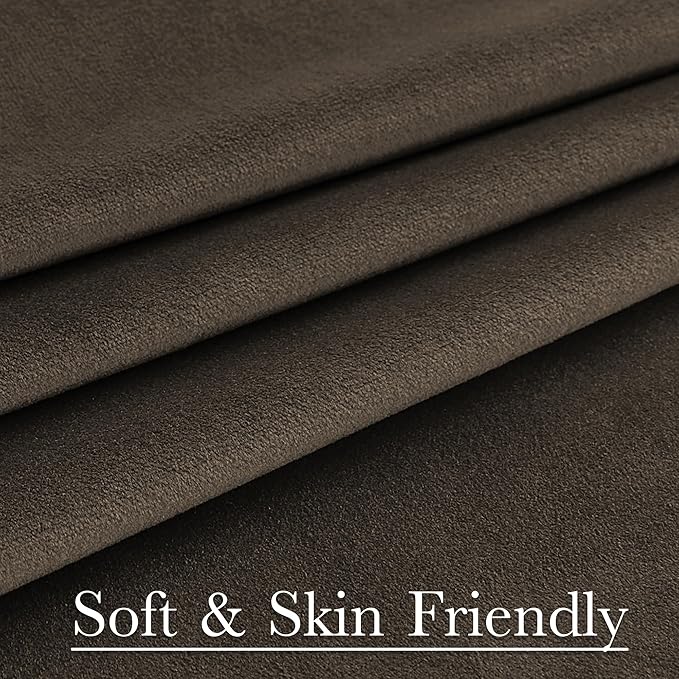 StangH Brown Velvet Curtains - Room Darkening Thermal Insulated Drapes for Bedroom, Living Room, Home Theater - Privacy Protect Decorative Window Treatment, 2 Panels Set, 52 x 96 Inches
