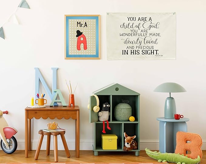 Nursery Wall Decor-Rectangular Canvas Banner Flag Wall Decor for Baby Boy Girl Kids,Nursery Above Crib Bedroom Reading Room Playroom Decor-You are a Child of God-Baby,Shower Birthday Christmas Gift